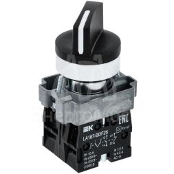 Переключатель LA167-BDF25 на 2 полож. 1з+1р черн. IEK BSW20-BDF25-3-24-67-2-K02