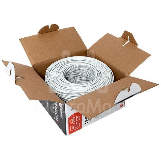 Кабель витая пара U/UTP кат.5E 4 пары 24 AWG solid LSZH нг(А)-HF сер. TERACOM PRO EKF TRP-5EUTP-04LSH-GY-IN3