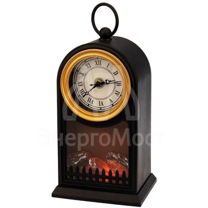 Камин светодиодный &amp;quot;Старинные часы&amp;quot; 14.7х11.7х25см с эффектом живого огня черн. батарейки 2хС (не в комплекте) USB Neon-Night 511-020