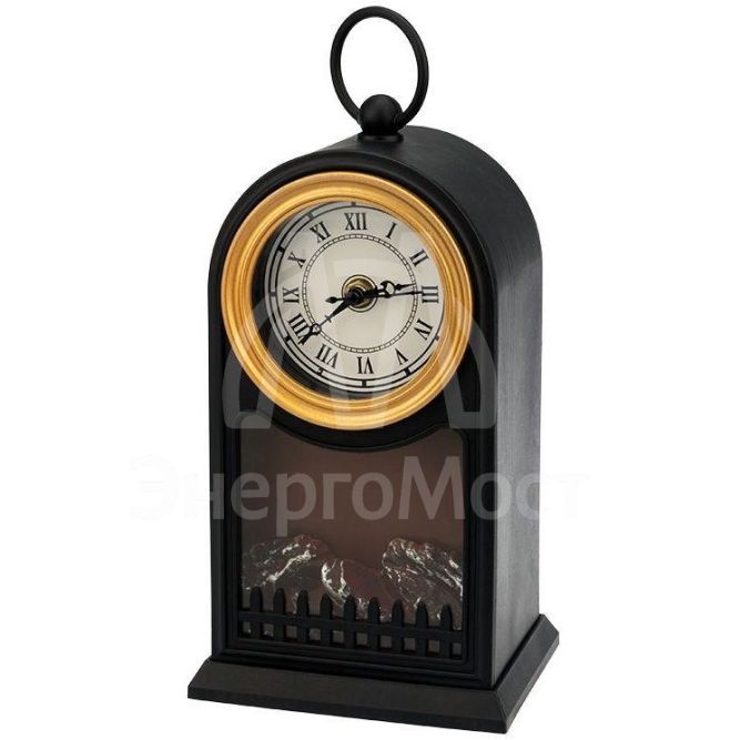 Камин светодиодный &amp;quot;Старинные часы&amp;quot; 14.7х11.7х25см с эффектом живого огня черн. батарейки 2хС (не в комплекте) USB Neon-Night 511-020
