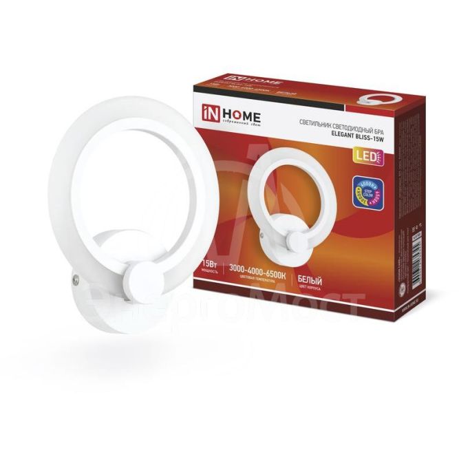 Светильник светодиодный ELEGANT BLISS-15W 15Вт 230В 3000-4000-6500К 1050лм STEP COLOR бел. IN HOME 4690612035345