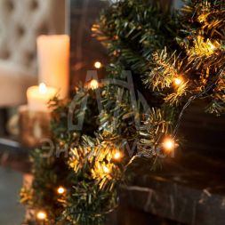 Гирлянда &amp;quot;ТВИНКЛ ЛАЙТ LED&amp;quot; (с контроллером 8 режимов) 6м 40LED 4Вт 220В IP20 тепл. бел. провод темн.-зел. ПВХ NEON-NIGHT 303-026