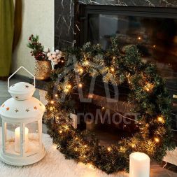 Гирлянда &amp;quot;ТВИНКЛ ЛАЙТ LED&amp;quot; (с контроллером 8 режимов) 6м 40LED 4Вт 220В IP20 тепл. бел. провод темн.-зел. ПВХ NEON-NIGHT 303-026