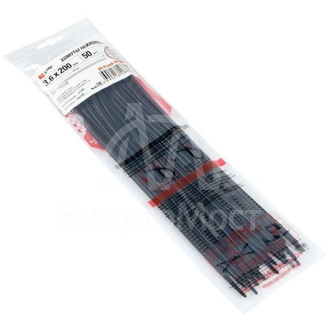 Хомут P6.6 3.6x200 FlexLock стандартный черн. (уп.50шт) PROxima EKF plc-fl-ctsb-3.6x200-r