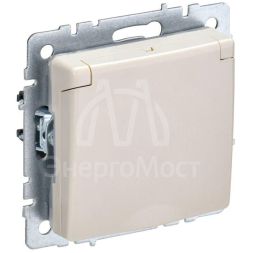 Розетка BRITE РСбш10-3-БрКр 16А IP20 с заземл. защ. шторки с крышкой беж. IEK BR-R16-16-K10