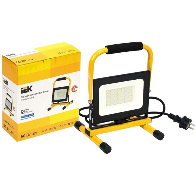 Прожектор светодиодный СДО 06-50П 6500К IP65 переносной черн. IEK LPDO603-050-65-K02