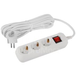 Удлинитель электрический UDL-16-350-ES Greenline 3 розетки с заземлением с выключателем 5м ПВС 3х1кв.мм Эра Б0065066