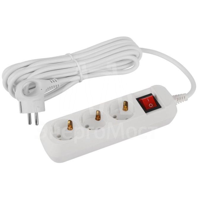 Удлинитель электрический UDL-16-350-ES Greenline 3 розетки с заземлением с выключателем 5м ПВС 3х1кв.мм Эра Б0065066