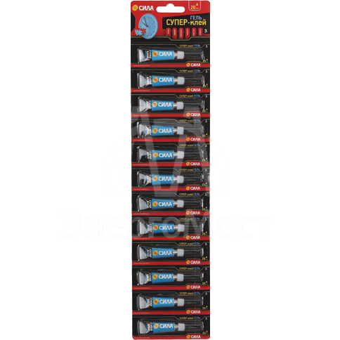 Супер-клей ГЕЛЬ 3г лента BL-12 SSGBL12-3 (блист.12шт) СИЛА C0042300