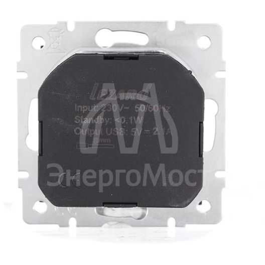 Розетка 1-м СП Vesna с заземл. с заряд. устройством USB механизм черн. бархат LEZARD 742-4288-181