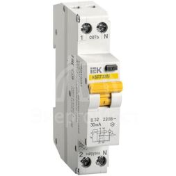 Выключатель автоматический дифференциального тока 1п C 32А 30мА тип A 4.5кА АВДТ-32М IEK MAD32-5-032-C-30