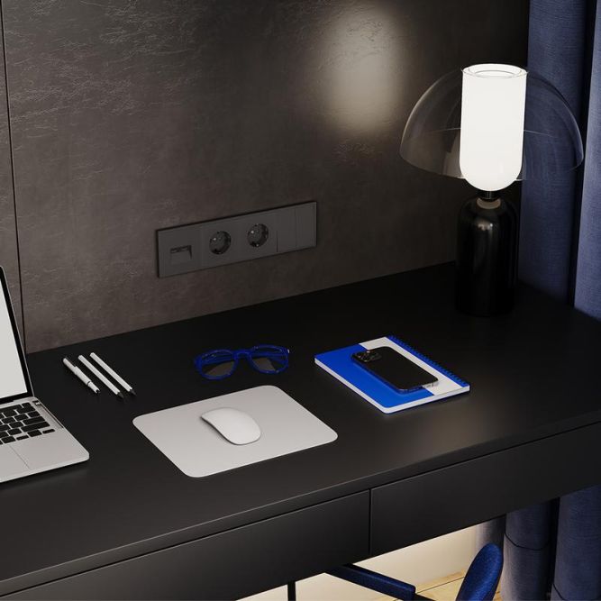 Выключатель 2-кл. СП S70 10А механизм черн. матов. Voltum VLS020108