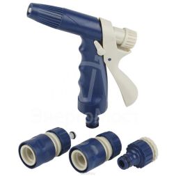 Комплект для полива (пистолет-распылитель штуцер коннектор коннектор с аквастопом) для 1/2 и 3/4 (1/12) Green Apple Б0017786