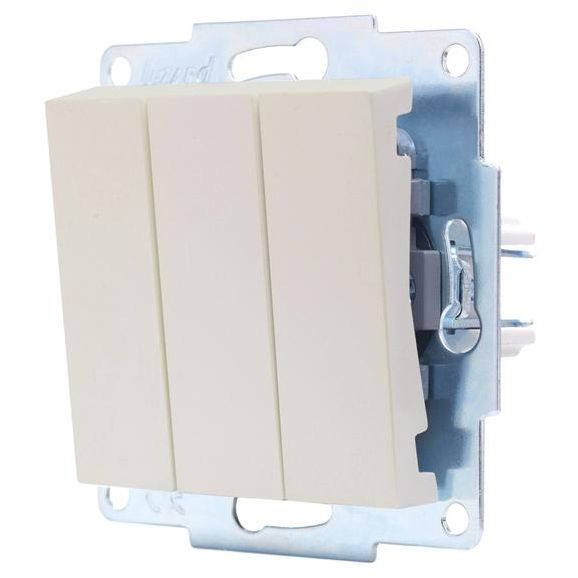 Выключатель 3-кл. СП Vesna механизм жемчуж./бел. перламутр. LEZARD 742-3088-109