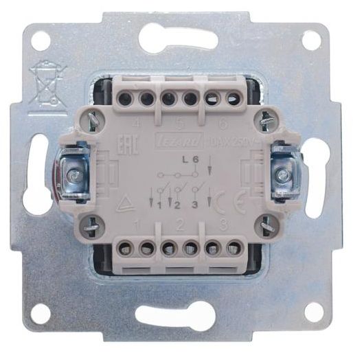 Выключатель 3-кл. СП Vesna механизм жемчуж./бел. перламутр. LEZARD 742-3088-109