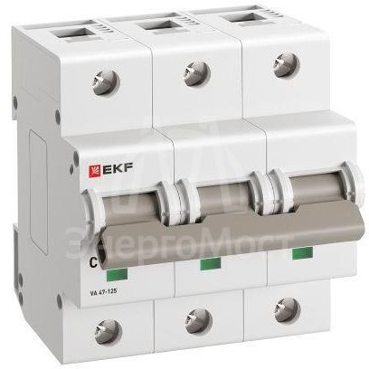 Выключатель автоматический модульный 3п C 80А 15кА ВА 47-125 PROxima EKF mcb47125-3-80C