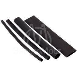 Набор трубок термоусадочных ТУТк клеевые нг черн. (3/1; 4.8/1.6; 6/2; 9/3; 12/4) по 100мм PROxima EKF tut-k-n-1-r