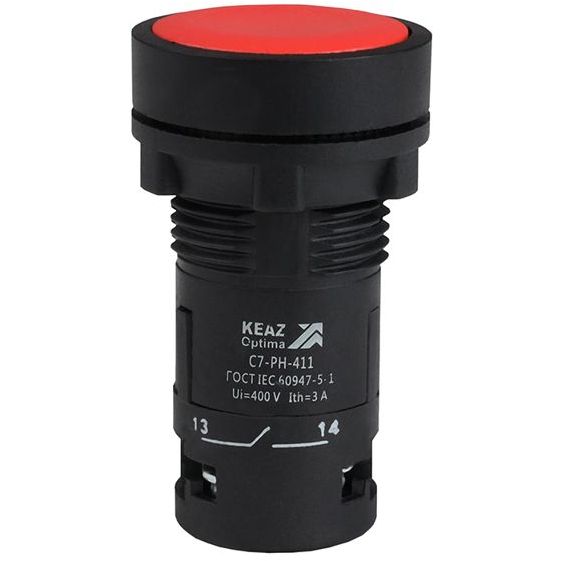Кнопка с фиксацией OptiSignal Compact D22 С7-PH-411 красн. 1НО+1НЗ XB7NH45 КЭАЗ 362075