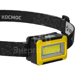 Фонарь налобный 3Вт COB LED 3xAAA корпус ABS-пластик регулируемый эласт. ремешок КОСМОС KOC518B