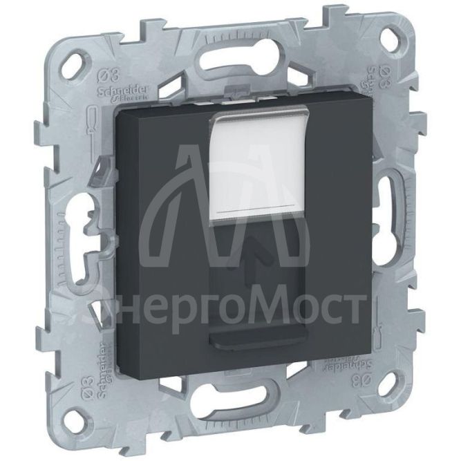 Механизм розетки компьютерная UNICA NEW RJ45 одиноч. кат.5е UTP антрацит SchE NU541154