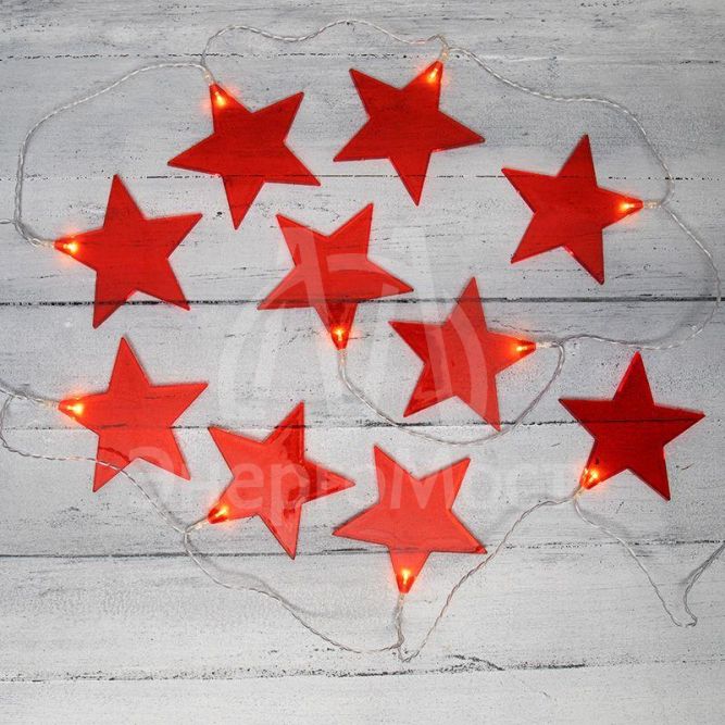 Гирлянда светодиодная &amp;quot;Звездопад&amp;quot; красн. 2.25м 10LED тепл. бел. провод прозр. 2хAA (батарейки не в комплекте) Neon-Night 304-002