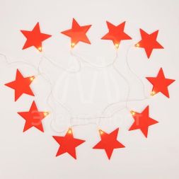 Гирлянда светодиодная &amp;quot;Звездопад&amp;quot; красн. 2.25м 10LED тепл. бел. провод прозр. 2хAA (батарейки не в комплекте) Neon-Night 304-002