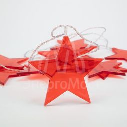 Гирлянда светодиодная &amp;quot;Звездопад&amp;quot; красн. 2.25м 10LED тепл. бел. провод прозр. 2хAA (батарейки не в комплекте) Neon-Night 304-002