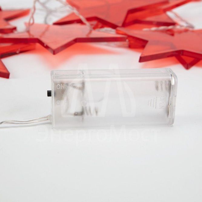 Гирлянда светодиодная &amp;quot;Звездопад&amp;quot; красн. 2.25м 10LED тепл. бел. провод прозр. 2хAA (батарейки не в комплекте) Neon-Night 304-002