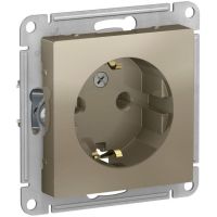 Розетка 1-м СП AtlasDesign 16А IP20 с заземл. механизм шампань SE ATN000543
