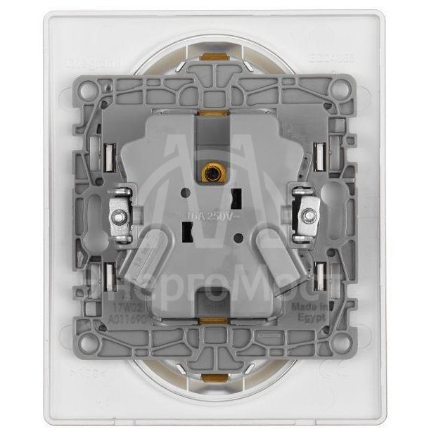 Розетка 2-м СП Etika 16А IP20 250В 2P+E с заземл. немецк. стандарт винт. клеммы в сборе алюм. Leg 672423