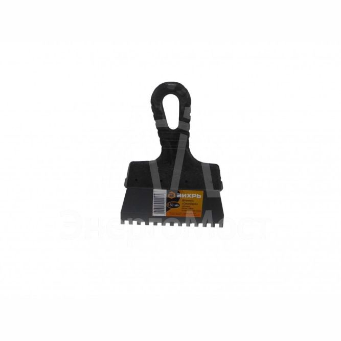 Шпатель ВИХРЬ 6х6 мм, зубчатый, нержавейка, пластик, 150мм