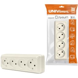Розетка 4-м ОП Олимп без заземл. сл. кость UNIVersal 1168