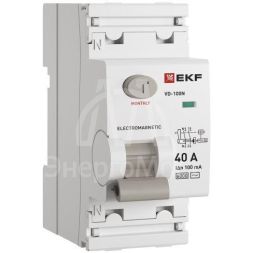 Выключатель дифференциального тока 2п 40А 100мА тип AC 6кА ВД-100N электромех. PROxima EKF E1026M40100