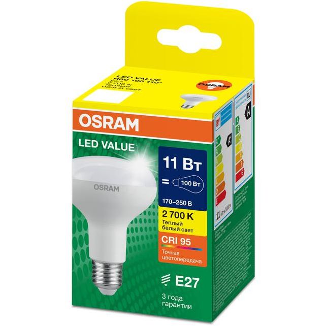 Лампа светодиодная LED G4 Value LVR80100 11W/927 CRI95 11Вт 2700К 1100лм грибовидная матов. E27 170-250В OSRAM 4610590511761