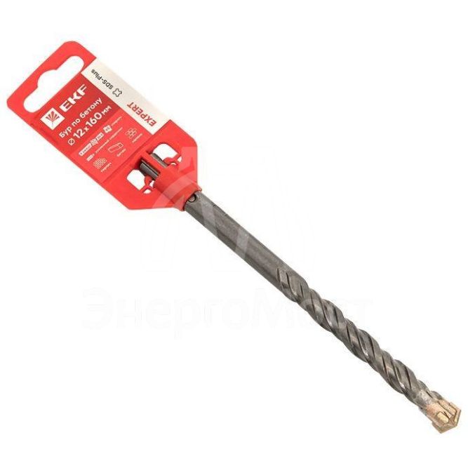 Бур по бетону SDS-plus 12х160мм 4 резца 4S спираль Expert EKF db-12-160-4x4