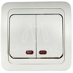 Выключатель 2-кл. СП Classico 10А IP20 с подсветкой 2123 бел. ASD / IN HOME 4680005959877