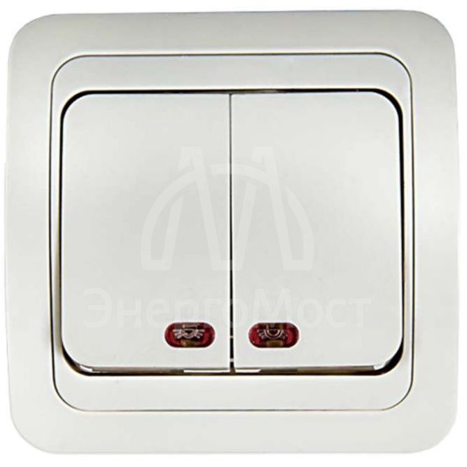 Выключатель 2-кл. СП Classico 10А IP20 с подсветкой 2123 бел. ASD / IN HOME 4680005959877