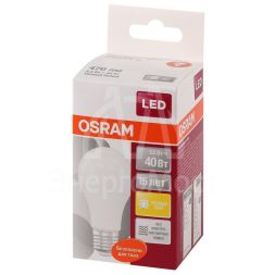 Лампа светодиодная LED STAR CLASSIC A 40 5.5W/827 5.5Вт грушевидная 2700К тепл. бел. E27 470лм 220-240В матов. пласт. OSRAM 4052899971516