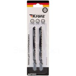 Пилка для электролобзика по дереву T244D 100мм 6 зубьев на дюйм 8-60мм фигурный рез (уп.2шт) Kranz KR-92-0312