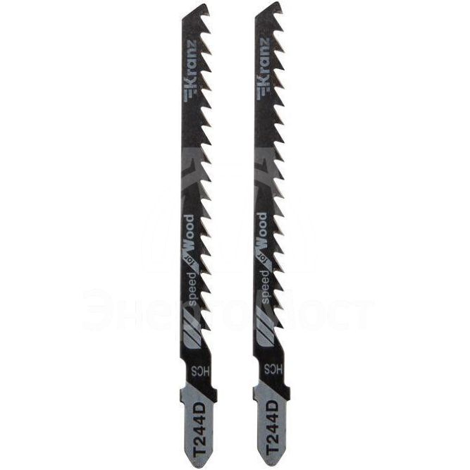 Пилка для электролобзика по дереву T244D 100мм 6 зубьев на дюйм 8-60мм фигурный рез (уп.2шт) Kranz KR-92-0312