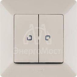 Механизм выключателя 2-кл. СП Valena Life 10А IP20 250В 10AX с подсветкой с лиц. панелью сл. кость Leg 752528