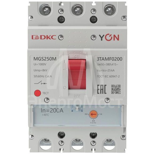Выключатель автоматический MGS250 3P 160-200A 25kA YON MGS250M-3TAMF0200