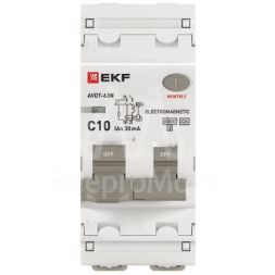 Выключатель автоматический дифференциального тока 2п (1P+N) C 10А 30мА тип A 6кА АВДТ-63N (электромех.) PROxima EKF D63N26MA10C30