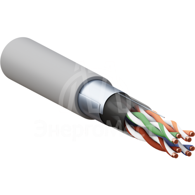 Кабель витая пара F/UTP кат.5E 4 пары 24 AWG solid PVC сер. TERACOM PRO EKF TRP-5EFTP-04PVC-GY-IN3