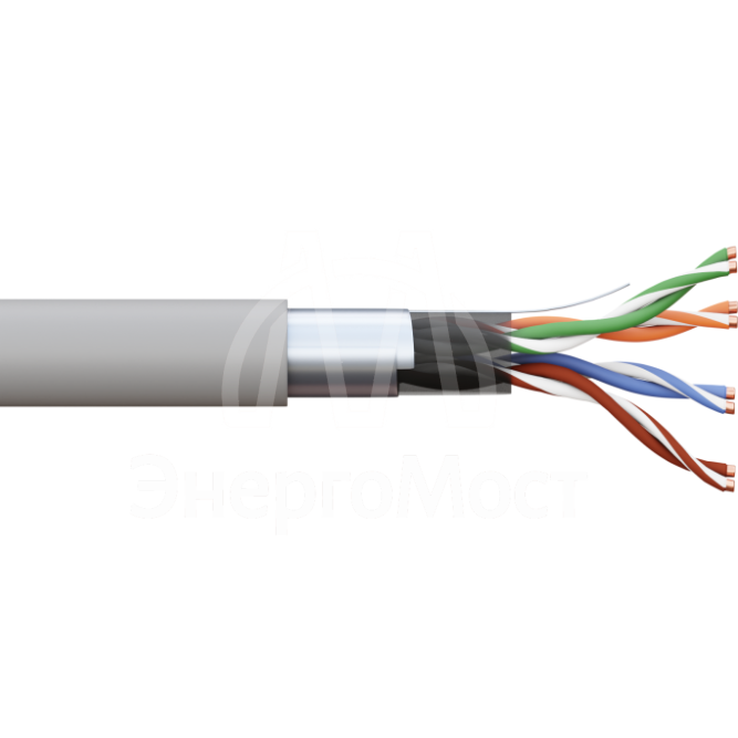 Кабель витая пара F/UTP кат.5E 4 пары 24 AWG solid PVC сер. TERACOM PRO EKF TRP-5EFTP-04PVC-GY-IN3