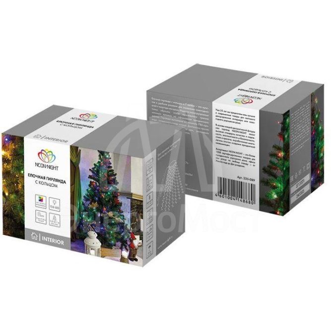 Гирлянда елочная с кольцом 7 нитей по 1.8м LED мультиколор не соединяется NEON-NIGHT 235-089