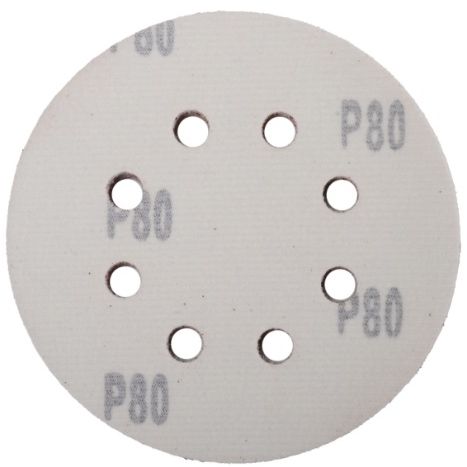 Круги шлифовальные на липучке 125мм, P80, 8 отв. (5 шт) Вихрь