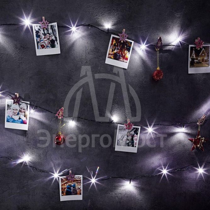 Гирлянда &amp;quot;ТВИНКЛ ЛАЙТ LED&amp;quot; (с контроллером 8 режимов) 6м 40LED 4Вт 220В IP20 бел. провод темн.-зел. ПВХ NEON-NIGHT 303-025