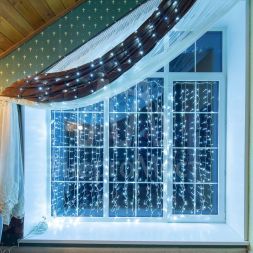 Гирлянда &amp;quot;ТВИНКЛ ЛАЙТ LED&amp;quot; (с контроллером 8 режимов) 6м 40LED 4Вт 220В IP20 бел. провод темн.-зел. ПВХ NEON-NIGHT 303-025