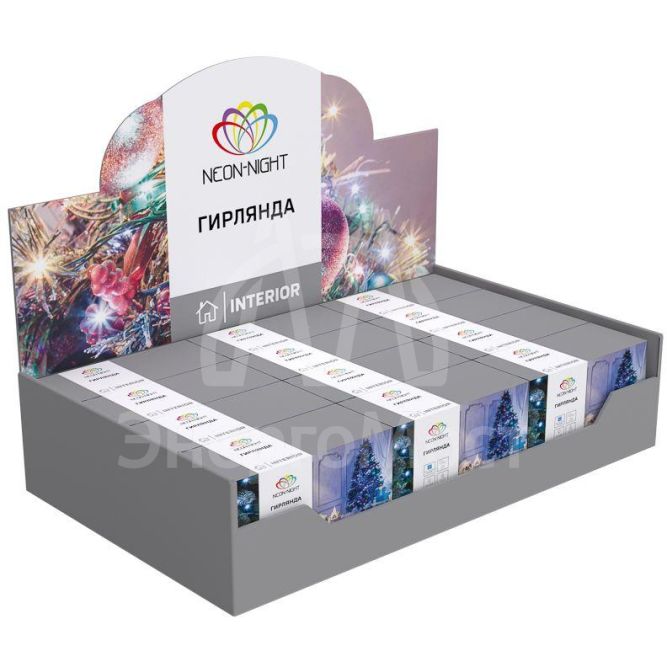 Гирлянда &amp;quot;ТВИНКЛ ЛАЙТ LED&amp;quot; (с контроллером 8 режимов) 6м 40LED 4Вт 220В IP20 бел. провод темн.-зел. ПВХ NEON-NIGHT 303-025